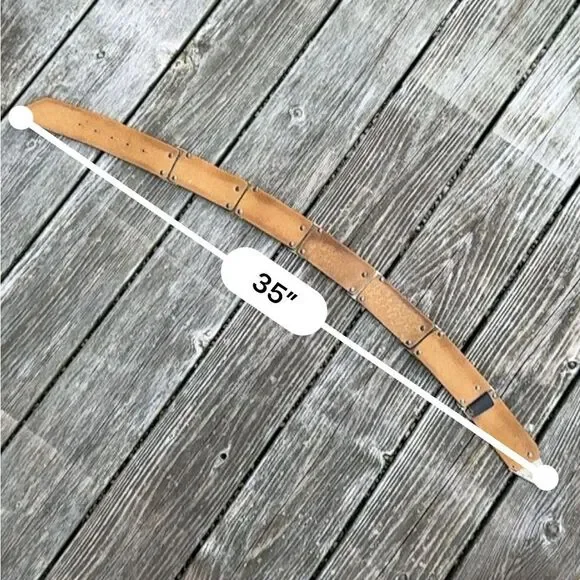 ADK Retro Vintage Black Leather Studded Belt with Antiqued Brass Hardware Edgy S - Picture 9 of 13